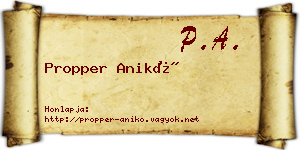 Propper Anikó névjegykártya